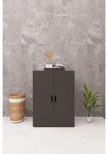 Mdf Çamaşır Makinesi Dolabı Kapaklı Antrasit