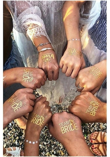 Bride To Be 1 Bride 10 Team Bride Gold Renkli Geçici Dövme Model 2