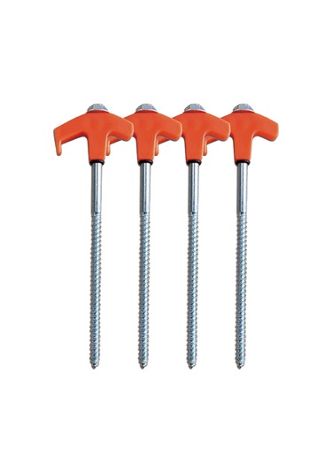 Leezsing 20cm Turuncu Çelik Konik Çadır Çivisi 4 Adet + Çekmeceli Çanta - Gölge Tente Uygun, Işıklandırmalı, Dayanıklı Turuncu