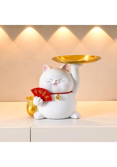 Suntek Kumbara Servis Tepsisi Yatak Odası Düzenleyici Süs Kedi