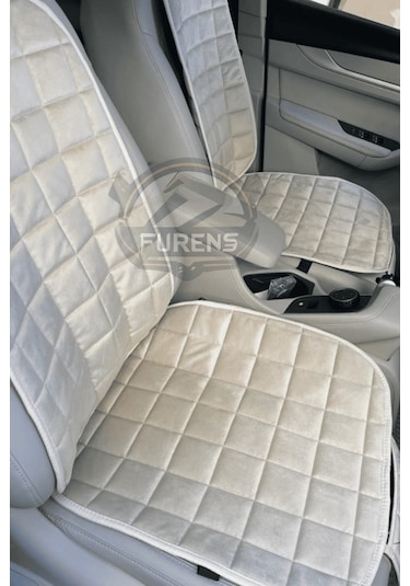 Togg T10x Bej Renk Tay Tüyü Cepli & Terletmez Sırtlı Oto Koltuk Minder Seti - Koltuk Koruma Kılıfı Ön & Arka Tam Set
