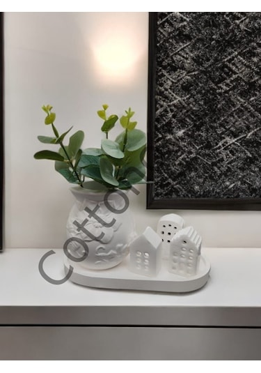 Cottonova C54 Dekoratif Vazo Ve Ev Figür 3lü Set