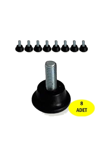 Siyah 8 Adet Masa Sandalye Dolap Sehpa Ayarlanabilir Yükseltme Ayağı Bingo Ayak Metrik 8 Rotil