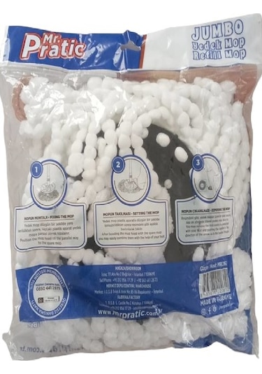 Mr.pratic 10 Adet 360 Döner Başlıklı Yedek Jumbo Mop