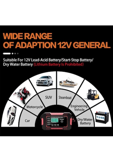 Araç Akü Şarj Cihazı Tam Oto Motosiklet 12 V 6a Darbe Onarım Lcd Ekran Akıllı Yellow Eu Plug