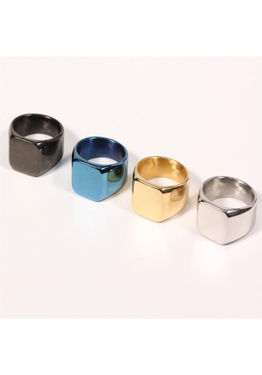 Siyah Moda Pürüzsüz Erkek Paslanmaz Çelik Yüzük Genişliği Signet Kare Parmak Yüzük Hiphop Erkek Düğün Parti Takı Hediye 10 Siyah