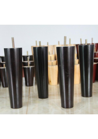 Suntek Magideal 4 Adet Koni Şekli Okaliptüs Masif Ahşap Mobilya 20 CM Siyah