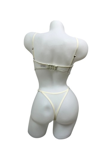 Beyaz Balenli Dantelli Sütyen Takımı - 11-1001 Beyaz