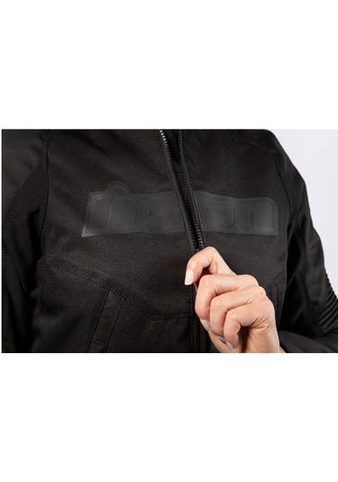 Icon Womens Overlord 3 Korumalı Kadın Motosiklet Montu Siyah