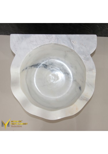 Afyon Beyaz Fırfırlı Kavun Dilimli Ayaklı Kurna