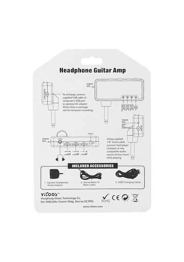Didadodo Springsun Usb Şarjlı Elektro Gitar Kulaklık Amplifikatörü - Distorsiyon Efekti, Hafif Ve Kompakt