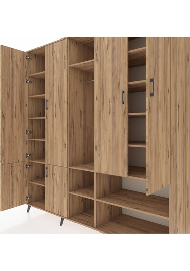 Kronos Dolap 15 Raflı 5 Kapaklı Tek Askılı 220x59x243 Çam-çam/çam Atlas Çam/atlas Çam