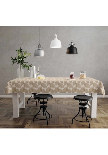 Pvc Elyaf Astarlı Silinebilir Muşamba Masa Örtüsü Kahve Yaprak