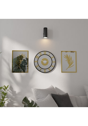 Dekoratif Ayna Pleksili Yaprak Tasarımlı 3 Parça Duvar Saati Gümüş - Altın