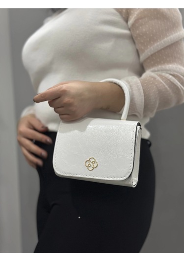 Biçomi Beyaz Cilt Krash Çanta Beyaz