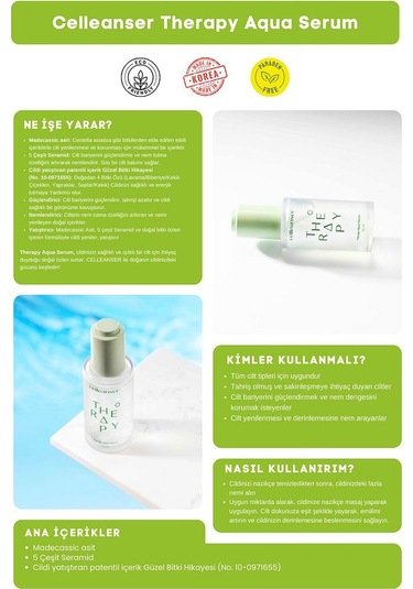 Madecassic Asit & 5 Çeşit Seramid İçeren Yatıştırıcı Ve Nemlendirici Therapy Aqua Serum