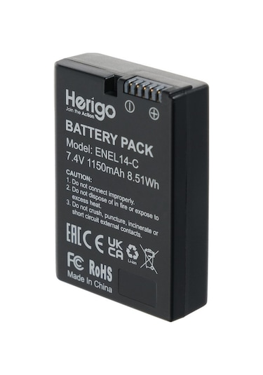 Herigo En-el14-c 1150mah Type-c Şarjlı Batarya En-el14 Uyumlu