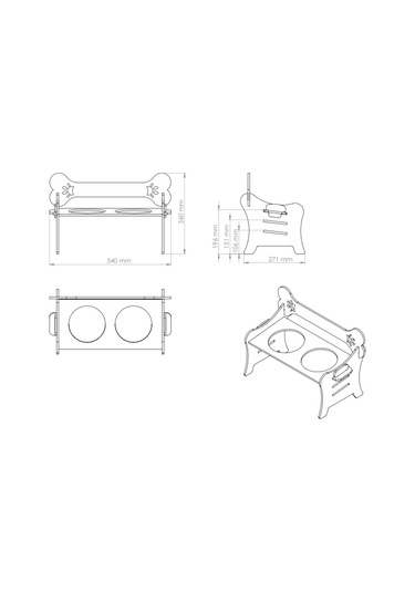Realwood Özel İsim Baskılı Ahşap Kademeli Eğimli Çelik Kedi Köpek Mama Su Kabı 1 L