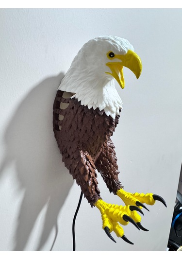 Kablolu Realistik Kartal Modelli Duvar Apliği Dekoratif Aydınl Kahverengi