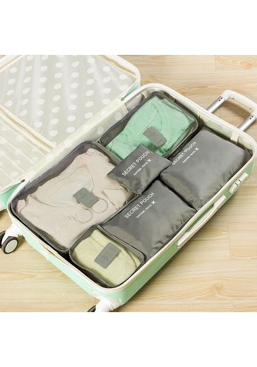 Gri 6 Adet Set Seyahat Bavul Organizatör Çanta Bagaj Ambalaj Küpleri Seyahat Organizatör Depolama Ayakkabı Elbise Bagaj Organizatör Çanta Gri