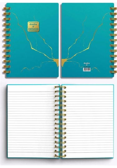 Denden Mermer Turkuaz 17x24 Çizgili Defter Turkuaz