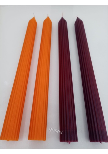 Yılbaşı Özel Serisi 4'lü Turuncu Bordo Şamdan Doğal Soya Mumu