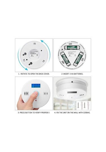 Kosona Ev İçin Karbon Monoksit Alarmı - Co Sızıntı Tespit Cihazı, 85db Alarm, Lcd Ekran, Akıllı Güvenlik Koruma
