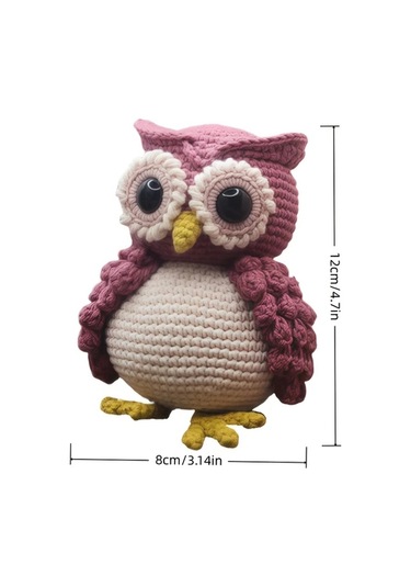 Oldfriend Döner Başlı Beyaz Kahverengi Mavi Pembe Baykuş Tığ İşi Kiti Yapım Seti