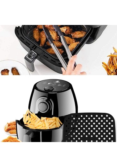 Buffer Siyah Isıya Dayanıklı Yıkanılabilir Silikon Fırın Ve Airfryer Kare Model Pişirme Matı 21,5 C Çok Renkli