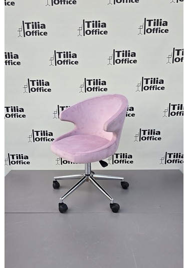 Coket Çalışma Koltuğu Krom Konik Ayak Pembe