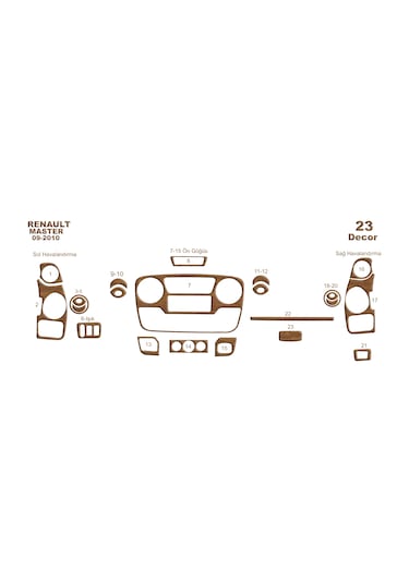 Renault Master Movano İnterstar Konsol-torpido Kaplama 2010 23 Parça -açık Meşe Seçenek