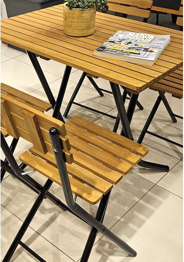 60 90 Ahşap Katlanır Masa 4 Sandalye Ahşap