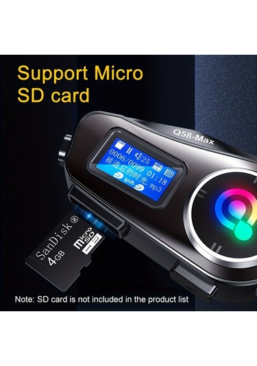 Q58-max Motosiklet Kask谋 Toz Ge莽irmez Telsiz Kulakl谋k Lcd Ekran M眉zik Payla艧谋m谋 Ve El Feneri 2 Yolcu 500m Telsiz