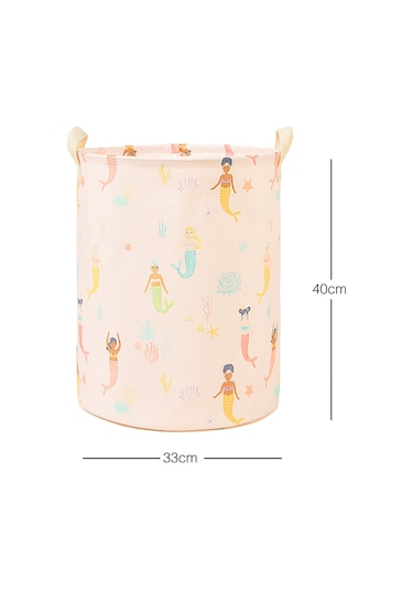 Home Wave Çocuk Odası Deniz Kızı Desenli Oyuncak Sepeti 33 x 40 cm