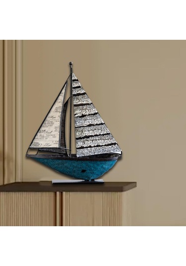 Suntek Yelkenli Tekne Dekor El Sanatları Metal Gemi 20x7x27cm
