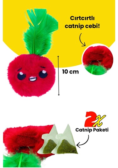 Miyav Çılgın Manav- 4 Adet Peluş Kedi Oyuncak Seti 8 Adet Catnip