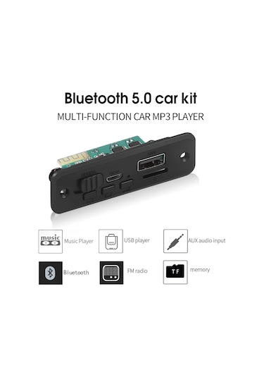 5v Bluetooth 5.0 Mp3 Çalar Dekoder Kurulu Araba Fm Radyo Modülü 2 3w 6w Black