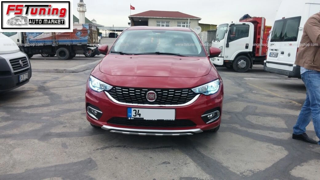 Autogp Fiat Egea Difüzör Seti Ön Ve Arka Takım Çift Çıkış Gri