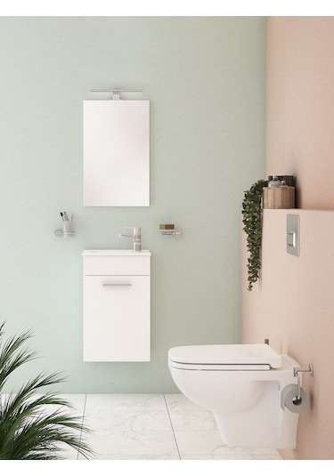 Vitra Mia 75022 Banyo Dolabı Seti Kapaklı 40 Cm Parlak Beyaz Çok Renkli