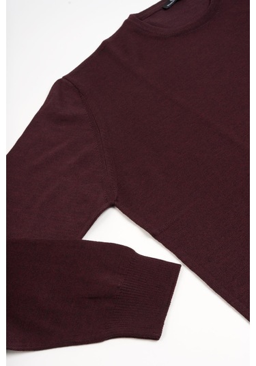 Woolen World Bisiklet Yaka Battal Büyük Boy Yünlü Triko Kazak Bordo