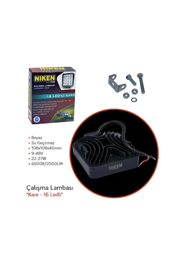 Niken Çalışma Lambası Kare 16 Ledli