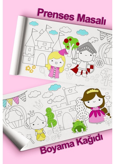 Melolisa Prensesler İçin Dev Boyama Kağıdı 2 Metre Prenses Masalı Aktivite Rulosu - Çocuk Eğitici Rulo