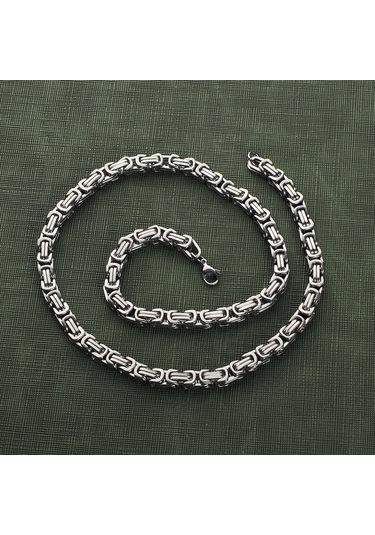 King Kalın Erkek Çelik Zincir Erkek Kolye Takı Aksesuar K24 T5 Çelik