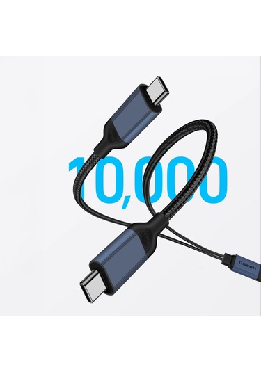 Qgeem Type-c To Type-c 2in1 Data Kablosu Ve Çevirici 140w 480mbps 1.2m Siyah