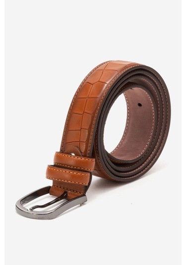 Dericlub Hakiki Deri 3.5cm Erkek Kroko Klasik Kemer 508 Taba