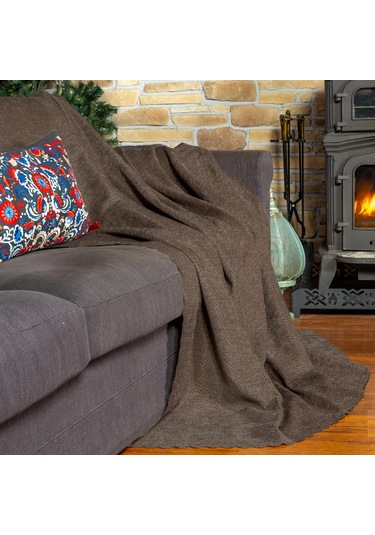 Jakarlı Şönil Koltuk Örtüsü Çekyat Örtüsü Koltuk Şalı 110x175 2 Ad. Kaymaz Kahve Kahve