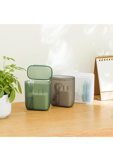 Beyaz Veri Kablosu Saklama Kutusu Toz Geçirmez Kulaklık Organizatör Kutusu Kapaklı Temizle Kablo Tel Konteyner Kutusu Ev Ofis İçin