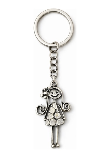 Happy Doll Charm Figürlü Gümüş Renk Unisex Metal Anahtarlık