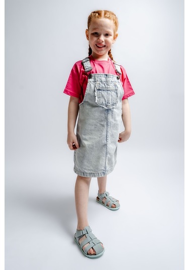 Mnpc Unisex Çocuk Su Yeşili Hakiki Deri Mantar Tabanlı Günlük Çocuk Sandalet 25y2s10048438 Su Yeşili