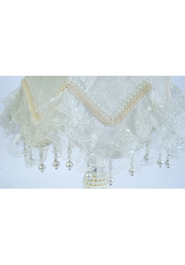 Kadife Kaplı Çiçek Dekorlu Abajur 13798400 Diğer